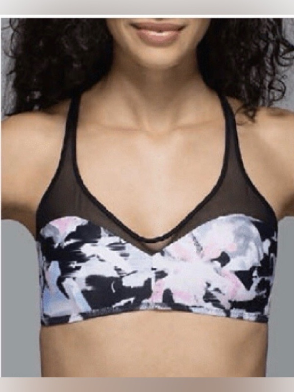 41. Lululemon align Black & Pink Floral Mesh-Panel Sports Bra